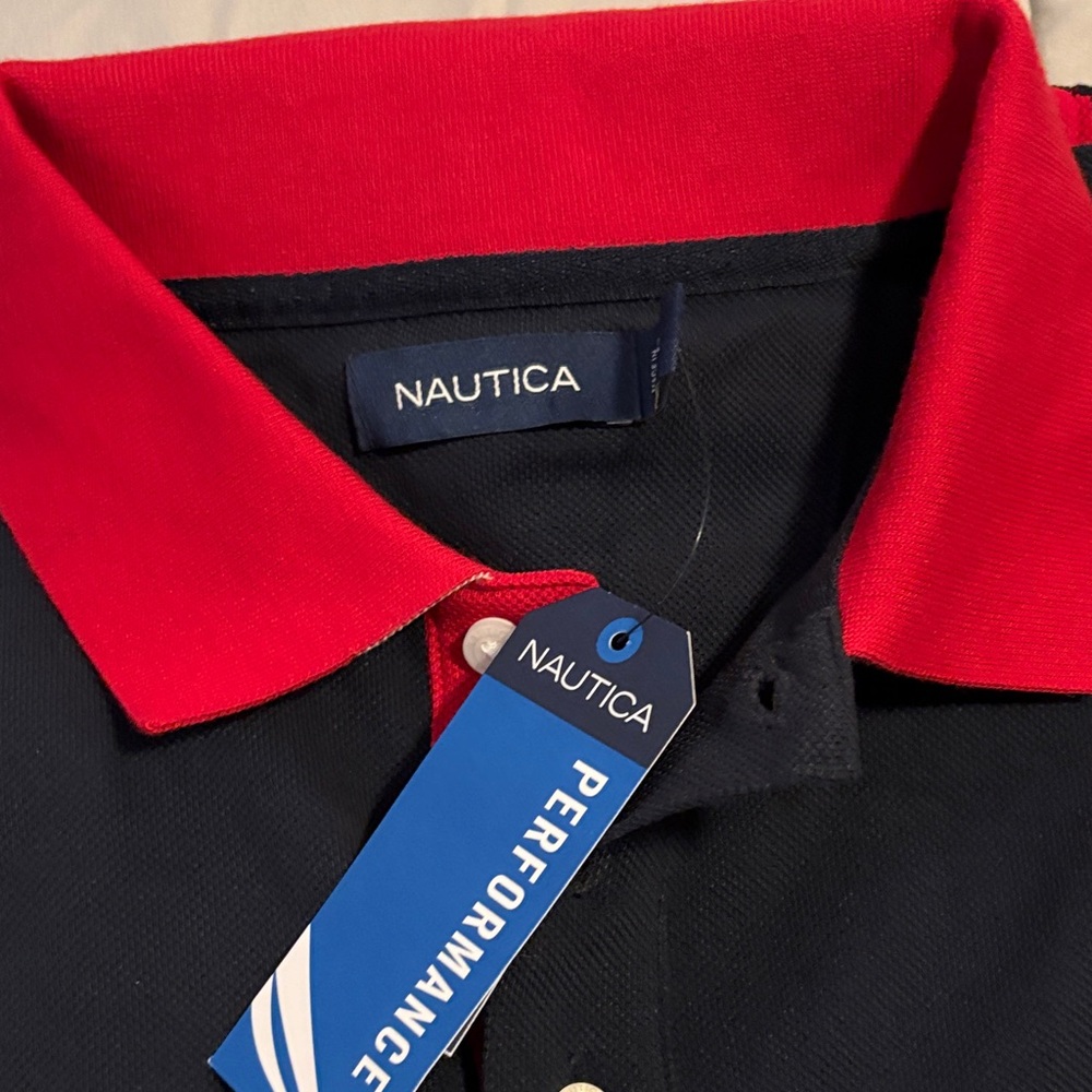Nautica Navy Polo with Red Contrast Collar - Picture 12 of 14